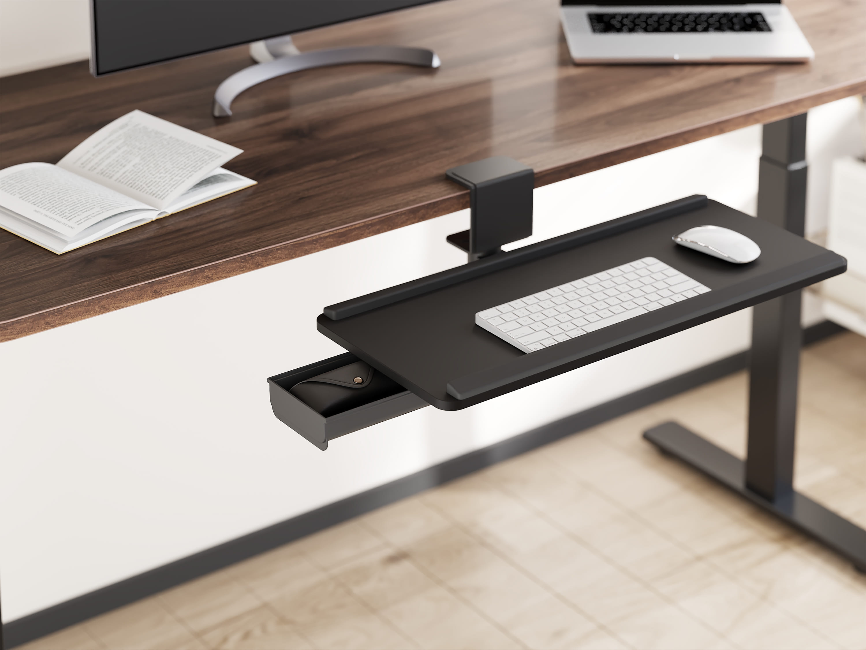 ชั้นวางคีย์บอร์ดแบบพับได้ ERGONOZ EGN-UDAC-01-B, สีดำ (UNDER-DESK KEYBOARD TRAY)_9
